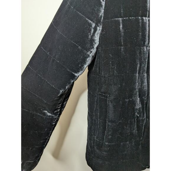 EILEEN FISHER Jacket S Velvet Silk Blend Full Zip Quilted Lined Black - Picture 4 of 10